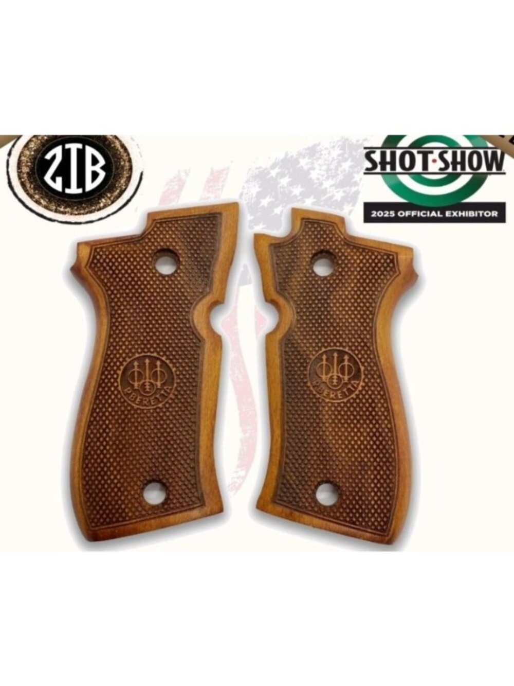 Beretta Pistol Wooden Grips by Zib Grips Precision Design Durable Authentic Look